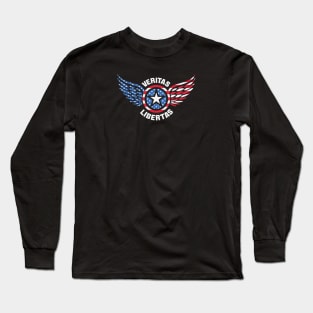 Patriotic Stars and Wings Design - USA - American Flag Long Sleeve T-Shirt